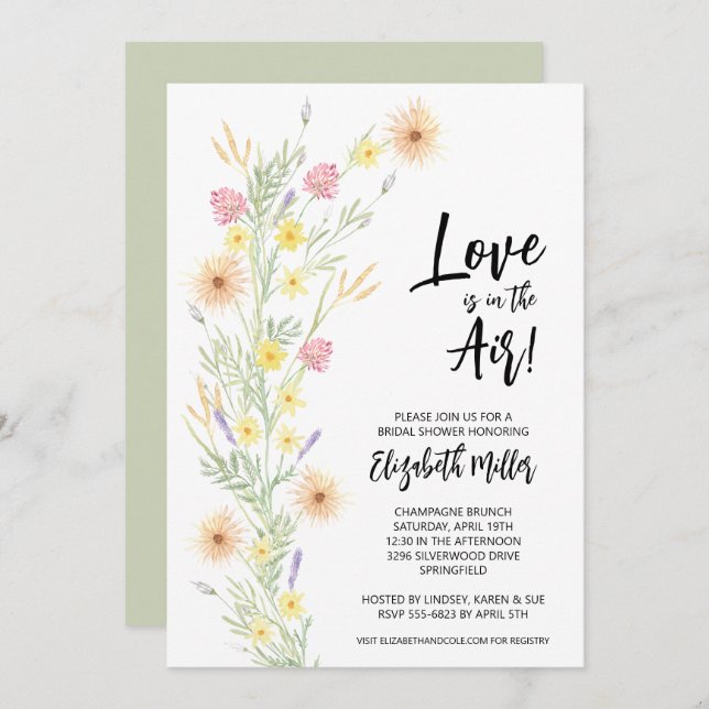 Chic Floral Bridal Shower Invitation (Front/Back)