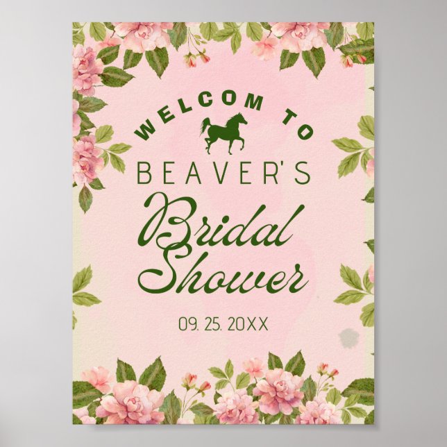 Chic Floral Bridal Shower Welcome Sign (Front)