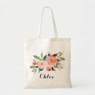Chic Floral bridesmaid Personalized Welcome Tote Bag