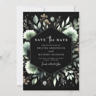 Chic Floral Classic Sage Green Wedding  Save The Date
