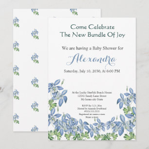 Chic Floral Columbine Blue Boy Baby Shower