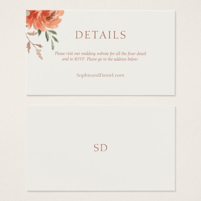 Chic Floral Détails Mariage Carte de boîtier (Devant & derrière)