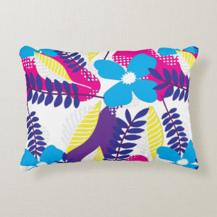 Chic Floral & Dot Pattern with Leaves Accent Pillow