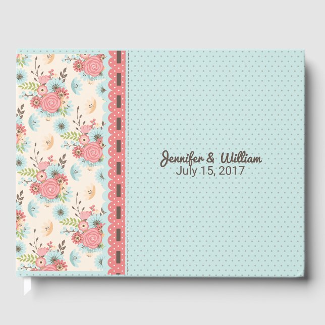 Chic Floral et Polka Dot Mariage livre d'hôtes (Recto)