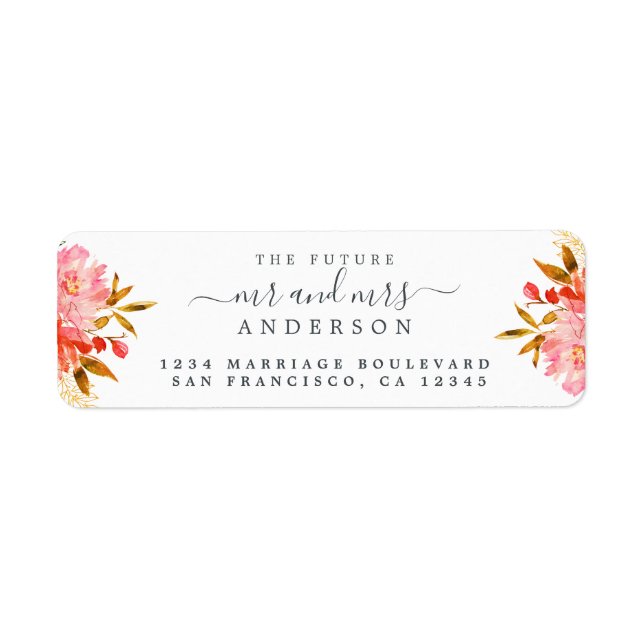 Chic Floral Future M. Mme Mariage Retour Adresse (Devant)