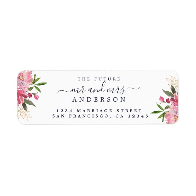 Chic Floral Future M. Mme Mariage Retour Adresse (Devant)
