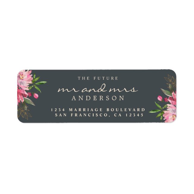 Chic Floral Future Mr Mrs Wedding Return Address (Front)