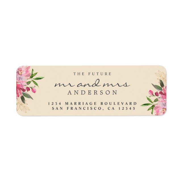 Chic Floral Future Mr Mrs Wedding Return Address (Front)