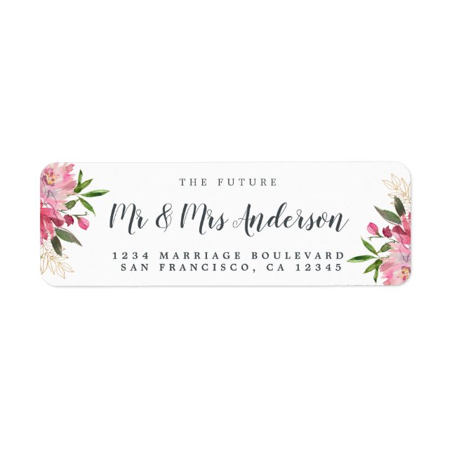 Chic Floral Future Mr Mrs Wedding Return Address (Front)