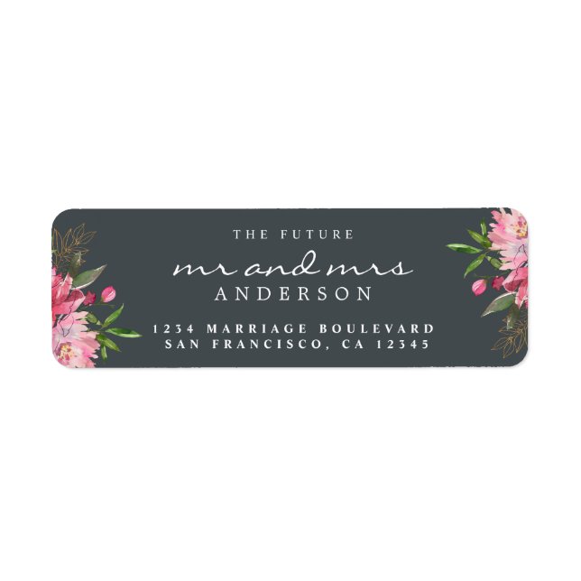 Chic Floral Future Mr Mrs Wedding Return Address (Front)