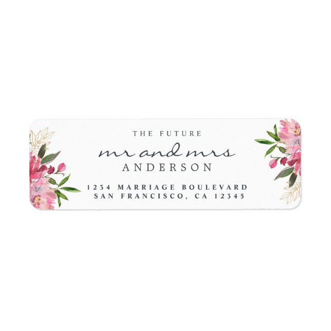 Chic Floral Future Mr Mrs Wedding Return Address (Front)