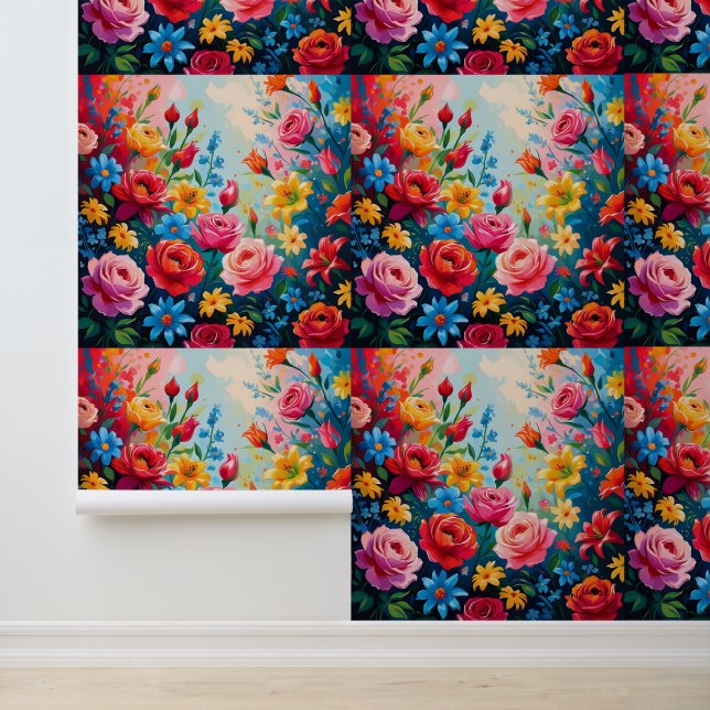 Chic Floral Garden Dream Peel and Stick Wallpaper (Application)