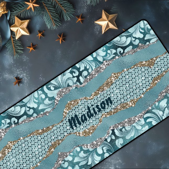 Chic floral glittery or Turquoise turquoise monogr (Créateur téléchargé)