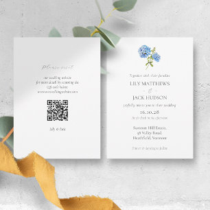 Chic Floral Hydrangea QR Code Wedding Invitation