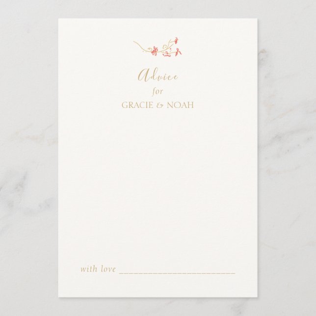 Chic Floral Ivory Wedding Advice Card  (Front)