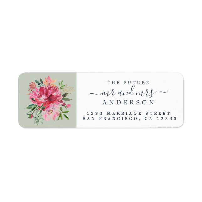 Chic Floral M. Mme Monogram Mariage Adresse de ret (Devant)