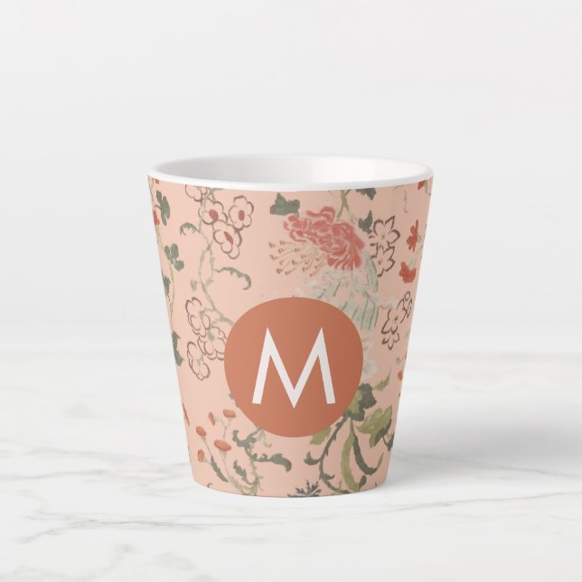 Chic Floral Monogram Latte Mug (Front)