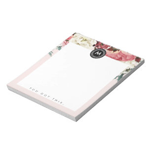 Chic Floral Monogram Post It NotePad