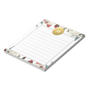 Chic Floral Monogram Post It NotePad