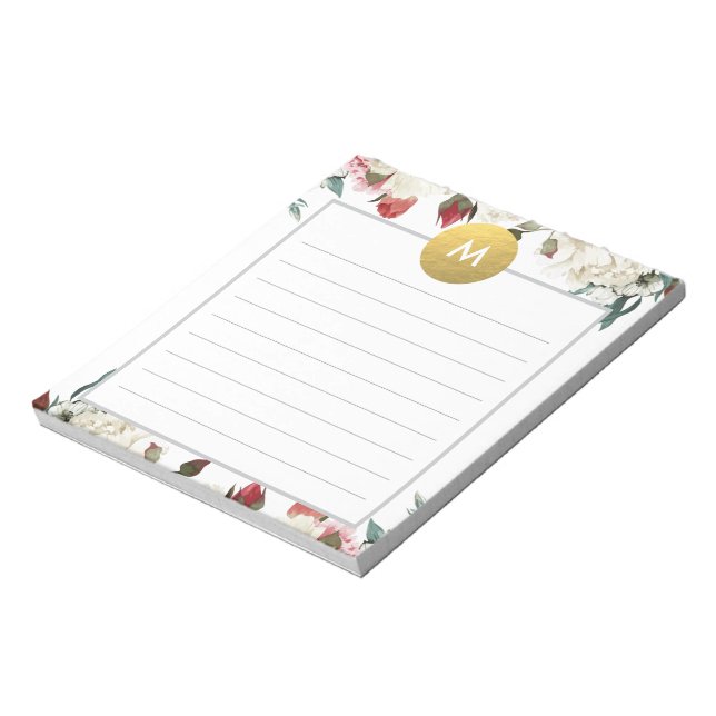 Chic Floral Monogram Post It NotePad (Rotated)