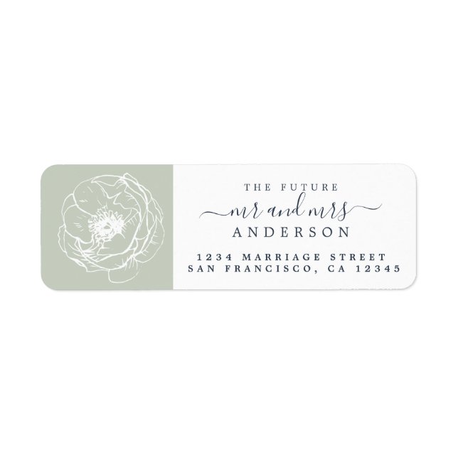 Chic Floral Mr Mrs Monogram Wedding Return Address (Front)