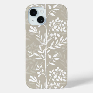 Chic Floral Neutral Beige Botanical iPhone 15 Case