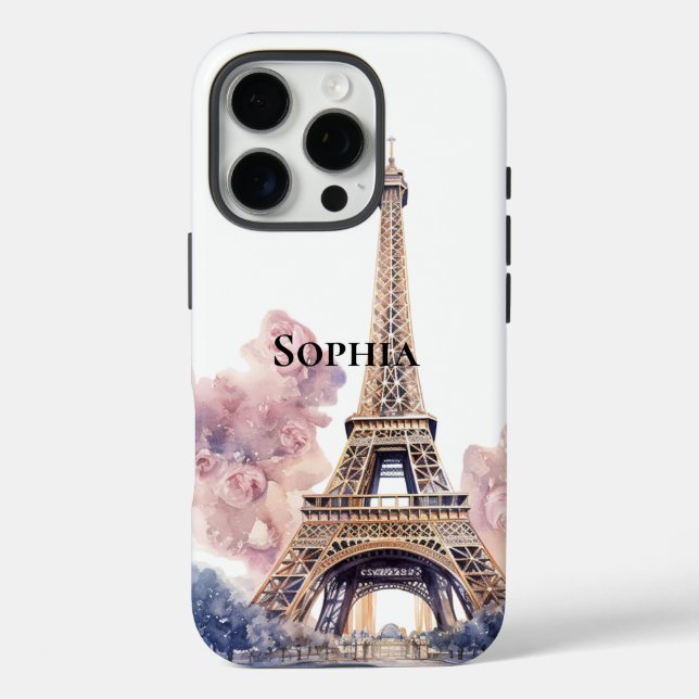 Chic Floral Paris Eiffel Tower Case-Mate iPhone Case (Back)