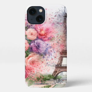 Chic floral Paris, Eiffel Tower iPhone Case