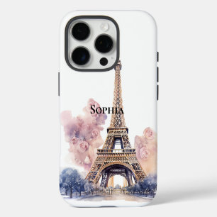Chic Floral Paris Eiffel Tower iPhone 16 Pro Case