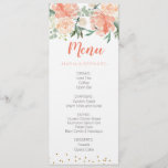 Chic Floral Peach Gold Menu Card<br><div class="desc">Chic Floral Peach Gold Menu Card</div>