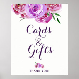 Chic floral peonies bouquet cards and wedding sign