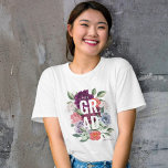 Chic Floral Peonies Rose Blossoms Graduation T-Shirt<br><div class="desc">Chic floral peonies and rose blossom graduation t-shirt. The design features our hand-drawn oil-painted roses and peony flowers that are beautifully arranged. Customize with your grad's name, and school year. The reverse side features our hand-drawn oil-painted roses and peony flowers along with the year. All flowers are hand-painted original artwork...</div>
