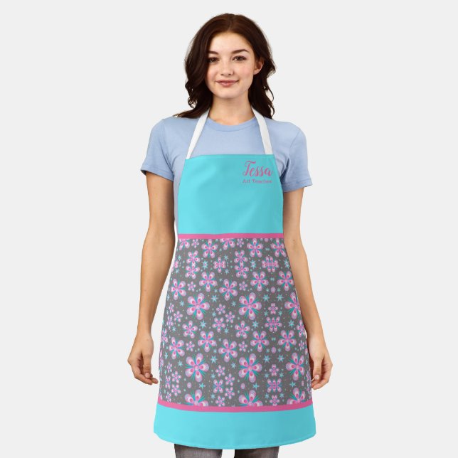 Chic Floral Personalized Apron (Worn)