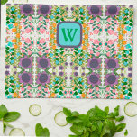 Chic Floral Pretty Monogram Initial Stylish  Kitchen Towel<br><div class="desc">Chic Personalized Floral Pattern Modern kitchen towel. These colourful kitchen towels are perfect to add a pop of colour to your kitchen. Pair it with a bottle of wine and it makes a great personalized gift for friends, family, coworkers, neighbours, etc. The custom monogram area can be changed to a...</div>