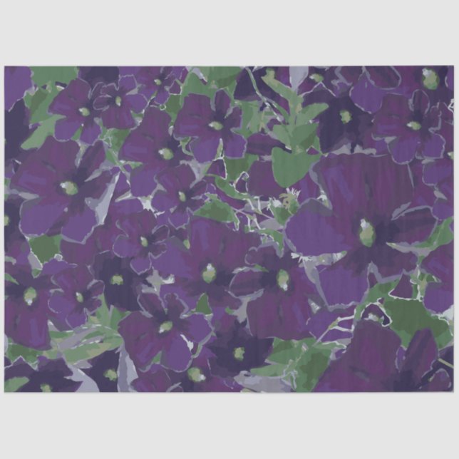 Chic Floral Purple Flowers Tissue Paper (Front)