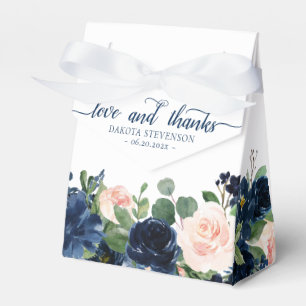 Chic Floral   Romantic Blush Pink Navy Blue Party Favor Box