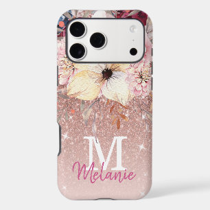 Chic Floral Rose Gold Glitter iPhone XS Max Case