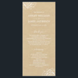 Chic Floral Rose Kraft Simple Minimal Wedding Program<br><div class="desc">Elegant minimal wedding program features white chic script calligraphy and modern typography on a kraft paper background with a stylish touch of white rose flower outline. Simply add your wedding program details. Exclusively designed for you by Happy Dolphin Studio. If you have any questions or requests, please contact us at...</div>