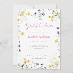 Chic Floral Spring Calligraphy Bridal Shower  Invitation
