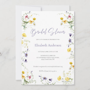 Chic Floral Spring Calligraphy Bridal Shower  Invitation