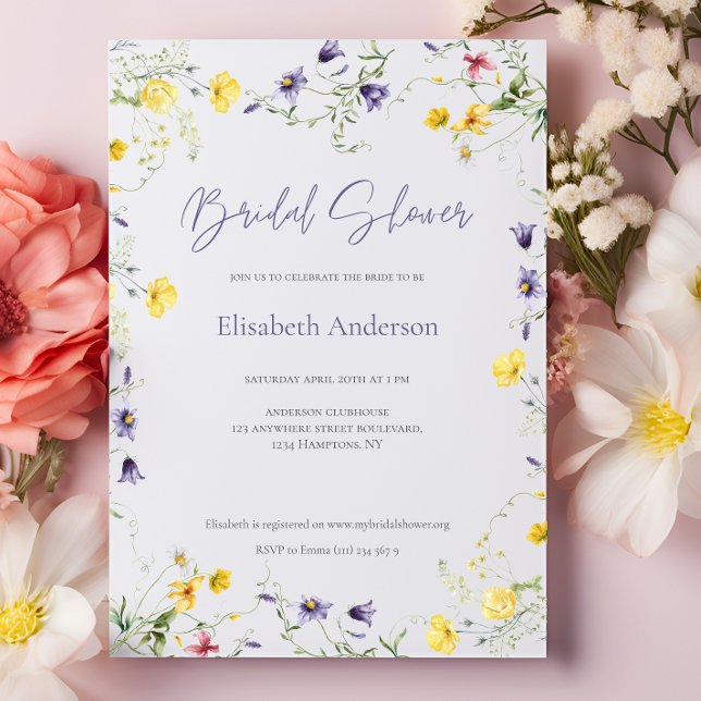 Chic Floral Spring Calligraphy Bridal Shower  Invitation (Creator Uploaded)