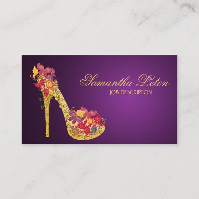 Chic Floral Stilettos Shoes High Heels Pumps Business Card (Front)