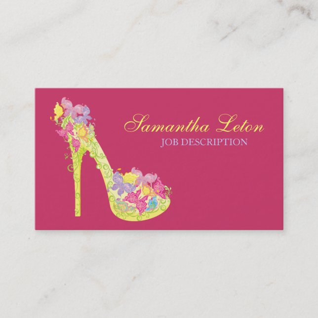 Chic Floral Stilettos Shoes High Heels Pumps Business Card (Front)