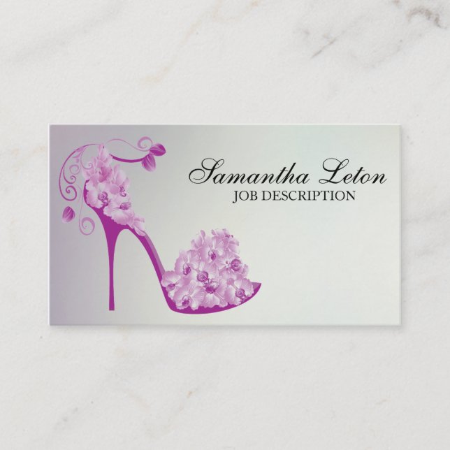 Chic Floral Stilettos Shoes High Heels Pumps Business Card (Front)