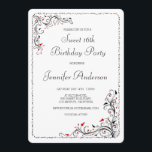 Chic Floral Swirls Sweet 16th/Her Birthday Party Invitation<br><div class="desc">This lovely, chic, simple in colours floral swirls invitation can be customized to fit many occasions/events. The white background is actually transparent so you can add a colour to suit your party colour scheme. Click on the customize it button> At top click on Edit > Background> A menu of colours...</div>