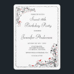 Chic Floral Swirls Sweet 16th/Her Birthday Party Invitation<br><div class="desc">This lovely, chic, simple in colours floral swirls invitation can be customized to fit many occasions/events. The white background is actually transparent so you can add a colour to suit your party colour scheme. Click on the customize it button> At top click on Edit > Background> A menu of colours...</div>