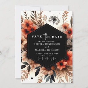 Chic Floral Terracotta Wedding  Save The Date