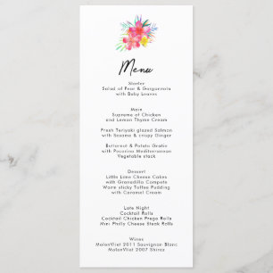 Chic Floral Tropical Garden Wedding Menu