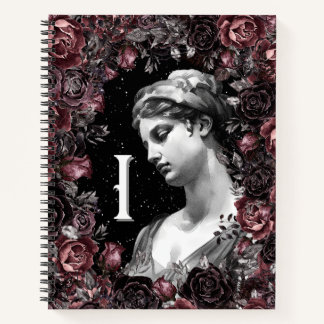 CHIC FLORAL VINTAGE BAROQUE MONOGRAM PERSONALIZED NOTEBOOK