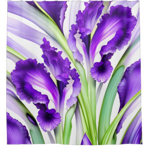 Chic Floral Violet Iris Douche Fleur Rideau